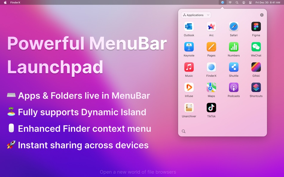 #1. FolderX - MenuBar Launchpad (macOS) 由: 尚辉 李