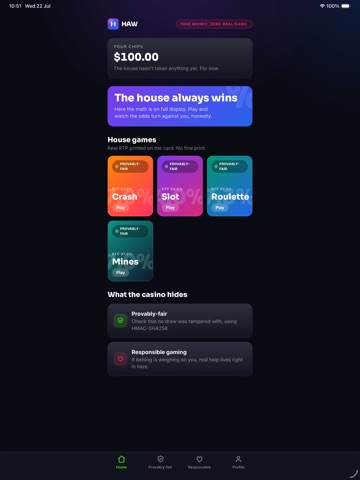 HAW: House Always Wins iPad screenshot