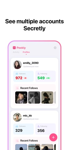Peekly - Recent Follow Tracker iPhone screenshot