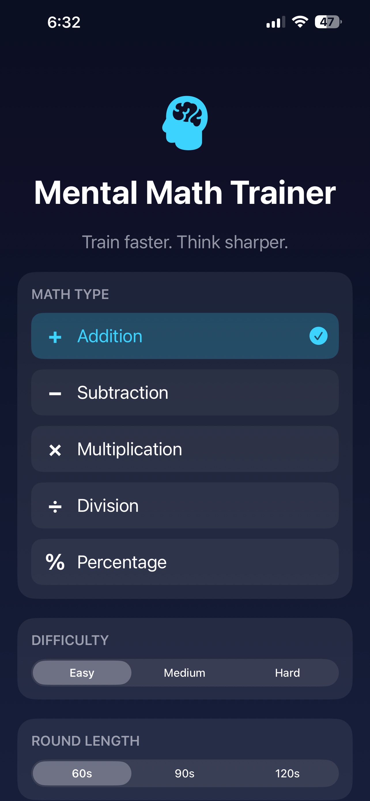 Screenshot 1 of BrainMath: Mental Training