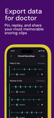 Snore recorder app - Snorely iPhone screenshot