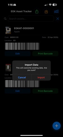 EGK Asset Tracker screenshot