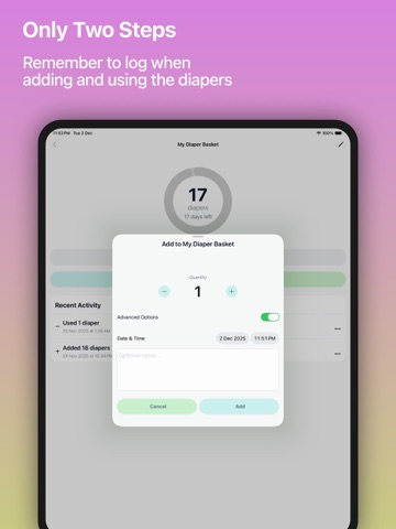 Diaper Tracker & Reminder iPad screenshot