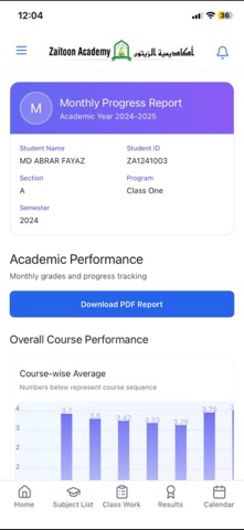 Zaitoon Academy Student Panel screenshot