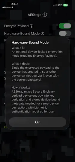 Screenshot von AEStego auf dem iPhone 3