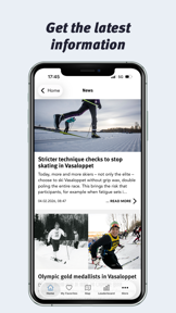 The official Vasaloppet app screenshot