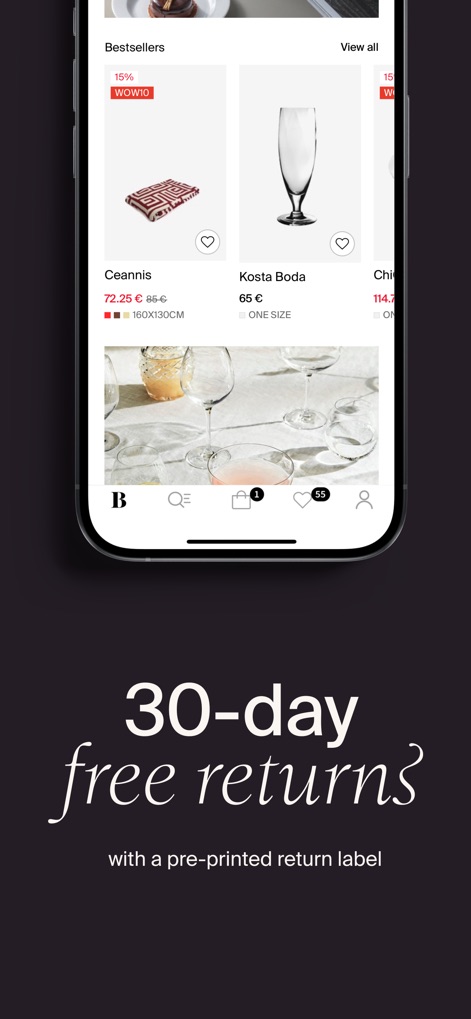 Boozt.com - Users can browse diverse product listings with clear pricing and easily save items to their wishlist using the heart icon.