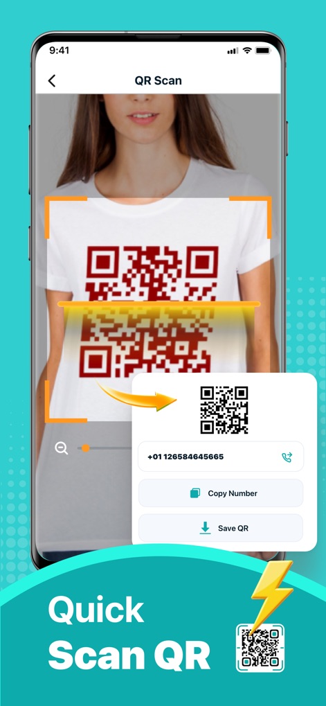 QR Code Scanner:Barcode Reader - このアプリは、ユーザーがQRコードを素早くスキャンし、電話番号の表示やQRコードの保存といった関連情報へ瞬時にアクセスできる機能を提供します。
