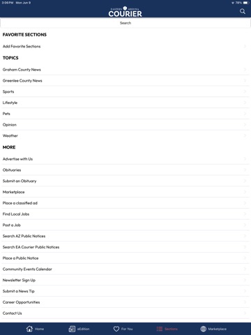 Eastern Arizona Courier iPad screenshot