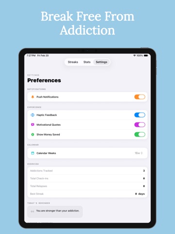 Quit Any Addiction With Streak iPad screenshot