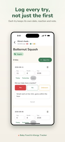Baby Food & Allergy Tracker screenshot 2