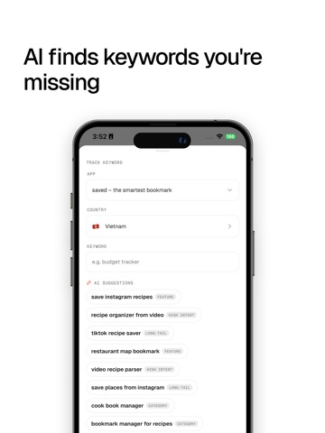indie aso - keyword tracker iPad screenshot