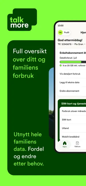 Talkmore appen screenshot 1