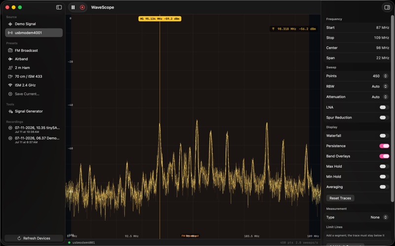 WaveScope: Spectrum Analyzer screenshot