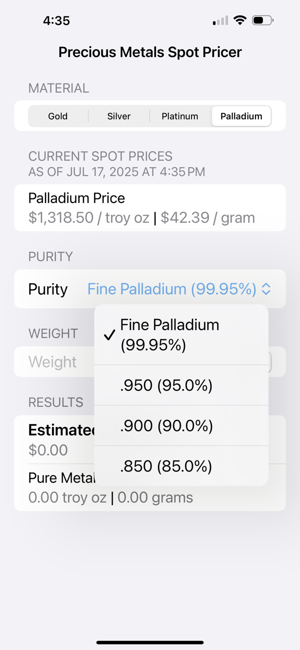 Precious Metals Spot Pricer screenshot 6