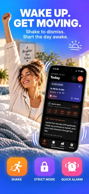 Shake Alarm - Wake Up Clock screenshot 1
