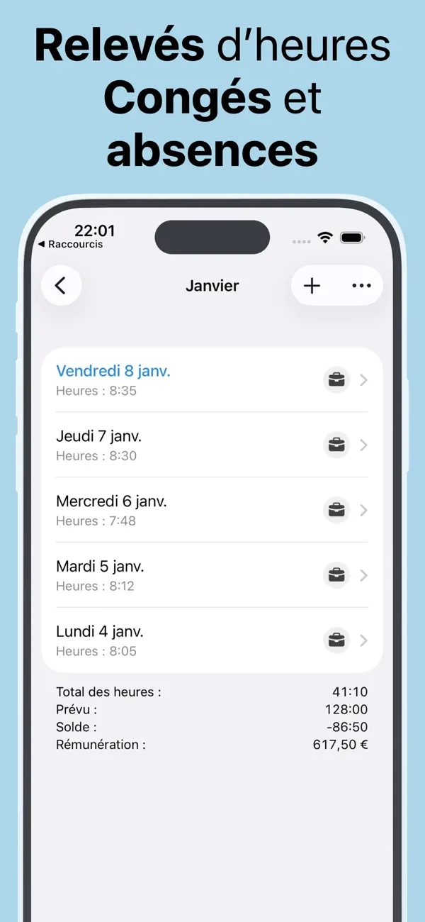 Screenshot #3 pour Pointeuse heures et salaire