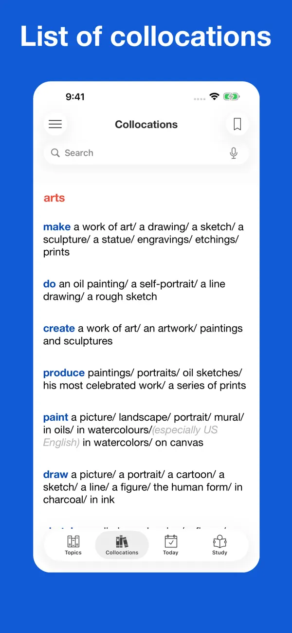 Screenshot #2 pour English Collocations By Topics