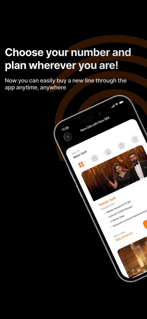 My Orange Egypt - 이 도구는 사용자가 '새로운 SIM으로 새 번호 다이얼' 과정을 통해 프리미어 요금제와 같은 다양한 요금제 세부 정보를 탐색하고 월별 요금을 확인할 수 있도록 돕습니다.