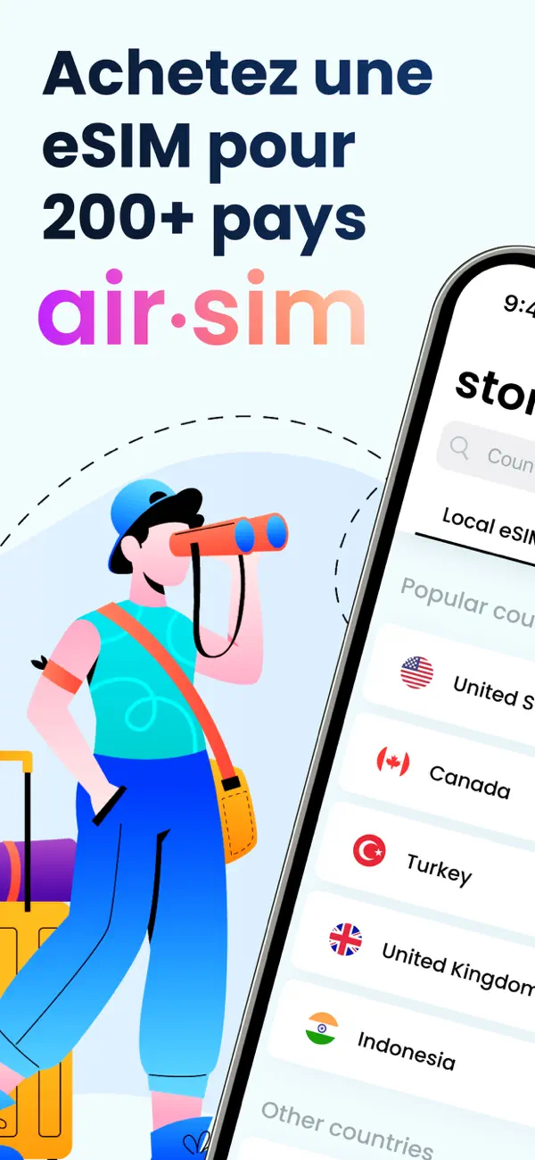 Screenshot #1 pour Air Sim · eSim Carte Virtuelle