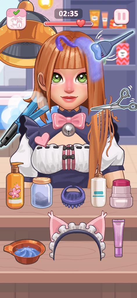 Cosplaydom - Witness dynamic hair transformations, showcasing both the application of vibrant hair dyes and the selection of adorable accessories like the cat ear headband.