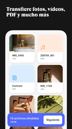 Captura de pantalla de WeTransfer: Transfer Files en iPhone 6