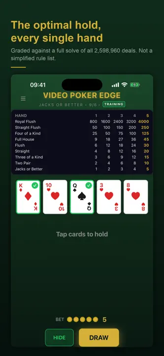 Video Poker Edge: Trainer screenshot 2