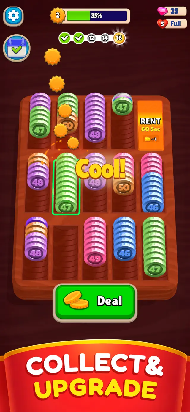 Pocket Sort: Coin Merge Puzzle screenshot 2