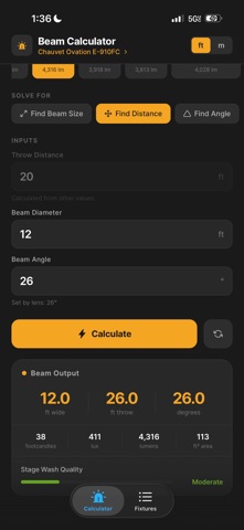 Stage Lighting Calculator iPhone screenshot