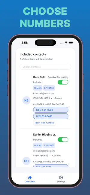 Contacts Backup Transfer Sheet screenshot 2