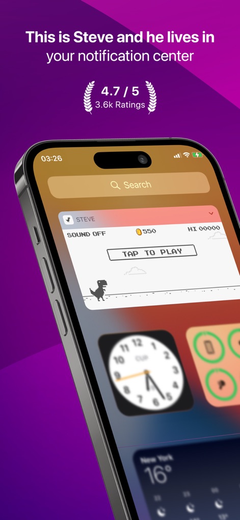 Steve | Widget Dinosaur Game - Instant Widget Fun
