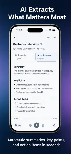 Captura de pantalla de Nota: Meeting Recorder en iPhone 3