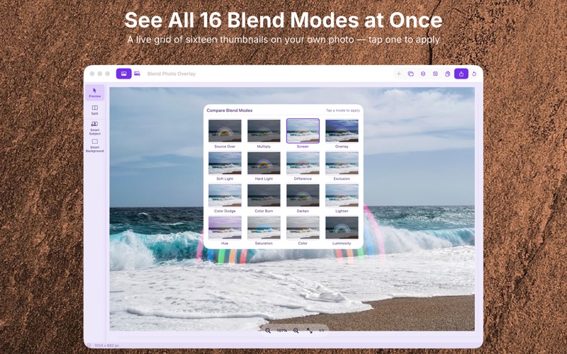 16 blend modes in compare grid showing all options