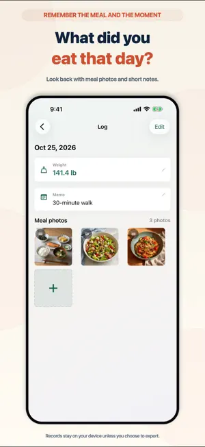 Weight & Meal Tracker: Kiroku screenshot 2