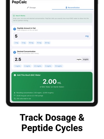 Peptide Tracker & Calculation iPad screenshot