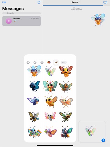 Gliding Butterfly Stickers iPad screenshot