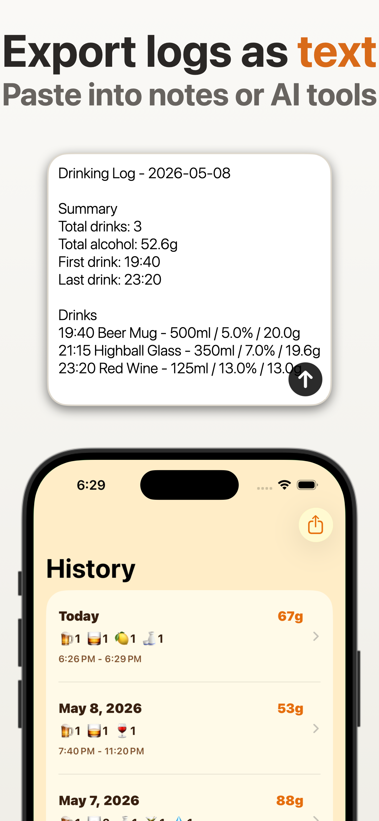 Simple Drinking Log