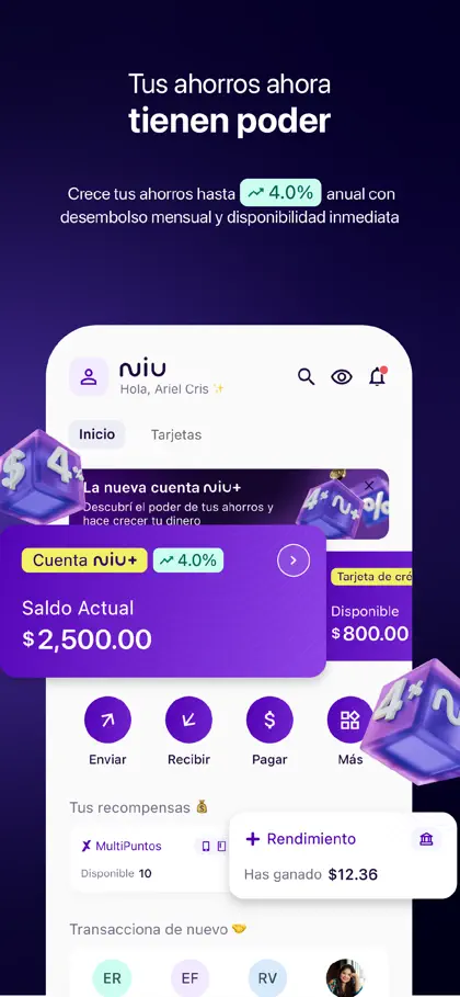 Screenshot 3 di 6 di Niu: Tu dinero, tarjetas y más