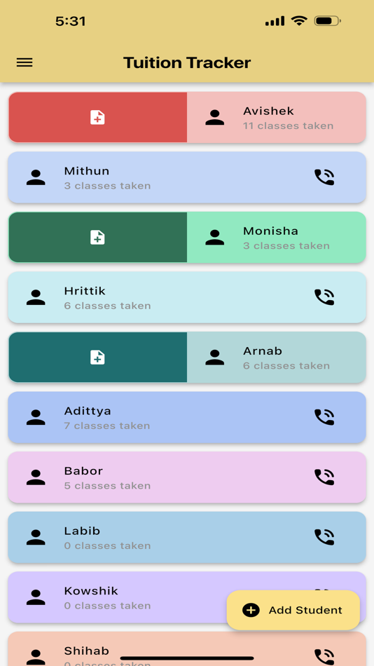 #6. Tuition Tracker - ClassLog App (iOS) 来自: Avishek Das