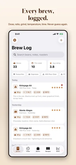 Coffee Brew Log: Barista screenshot 1