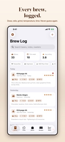 Coffee Brew Log: Barista Screenshot 1 of 6