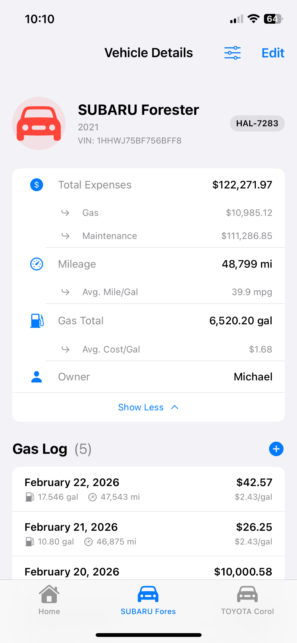 AutoLoggr: Vehicle Tracker screenshot 2