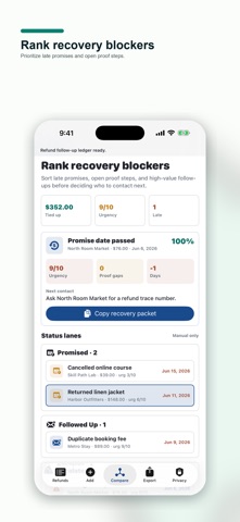 Refund Follow-up Ledger screenshot