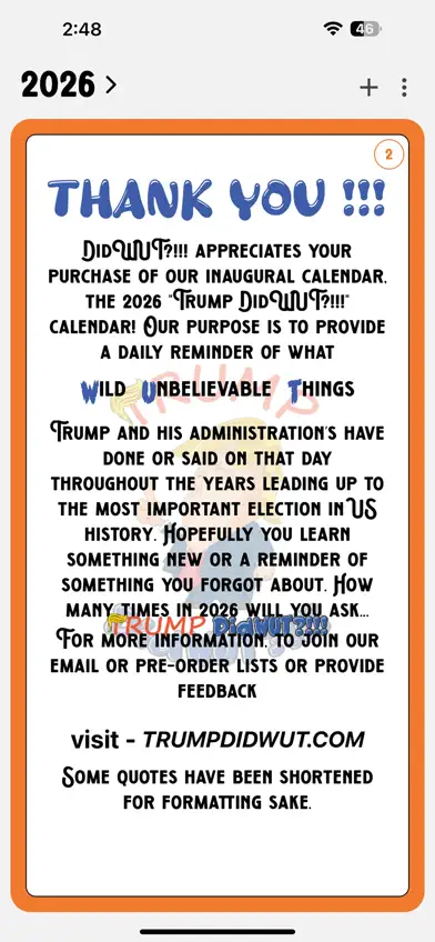 Trump Did WUT 2026 Calendar screenshot 2