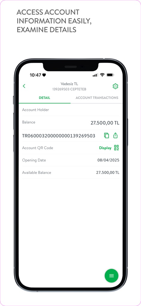 CEPTETEB - The app provides granular account information, displaying the current 'Balance' and offering a convenient 'Account QR Code' for easy sharing or transactions.