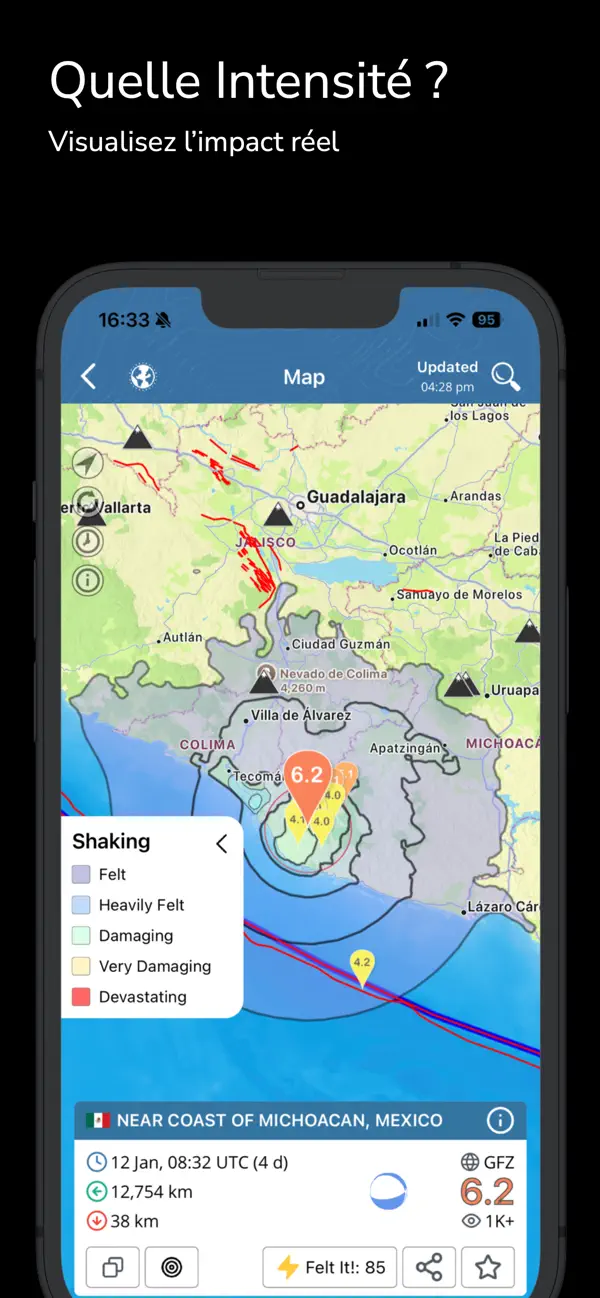 Screenshot #2 pour Séisme+ Alertes, carte et info