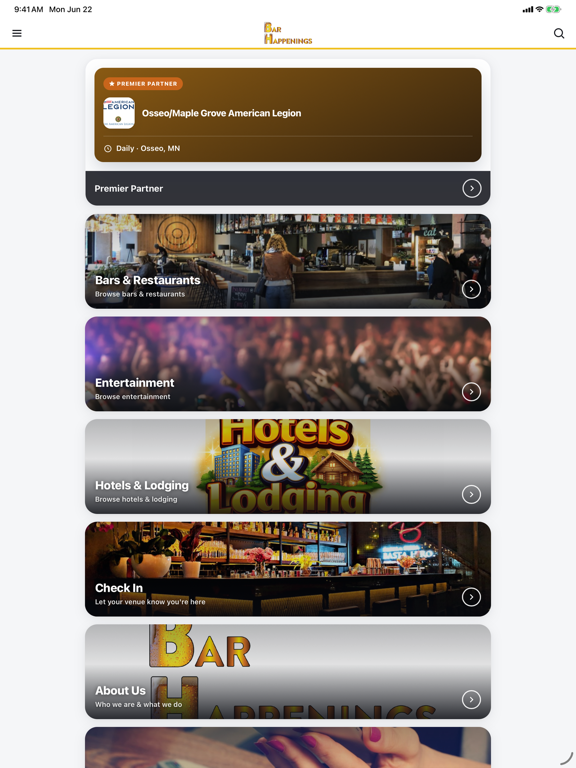Bar Happenings iPad screenshot