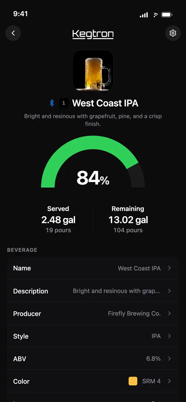 Screenshot #2 pour Kegtron - Smart Keg Monitor