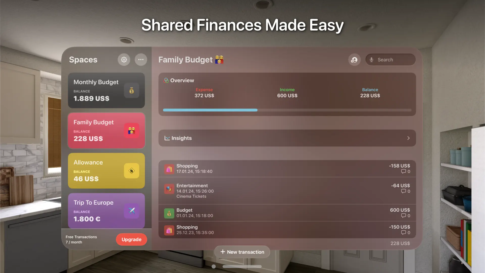 Expense Tracker Money Spaces screenshot