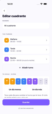 Cuadrante: turnos de trabajo screenshot 2